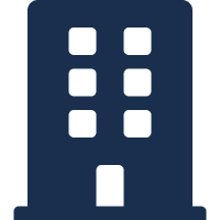 Donkerblauw icoon van een gebouw